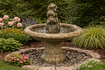 Hear / See / Speak No Evil Frogs Concrete Water Fountain